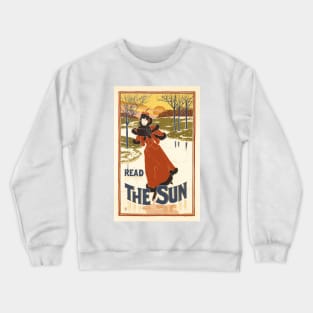 READ THE SUN by Louis Rhead 1896 Maitres De L' Affiche Lithograph Art Crewneck Sweatshirt